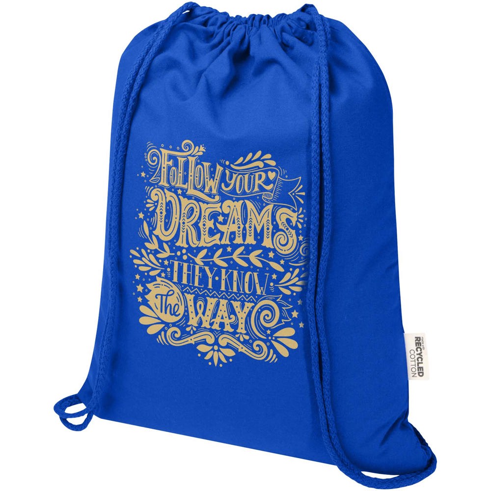 Sac de 5 L avec cordon Oregon Blend en coton recyclé 140 g/m² certifié GRS Bleu royal