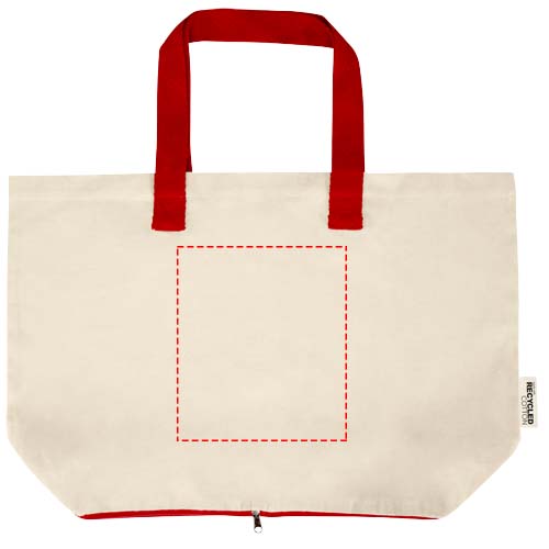 Sac shopping Sierra pliable en coton recyclé GRS 140 g/m2 7 L Naturel, Rouge