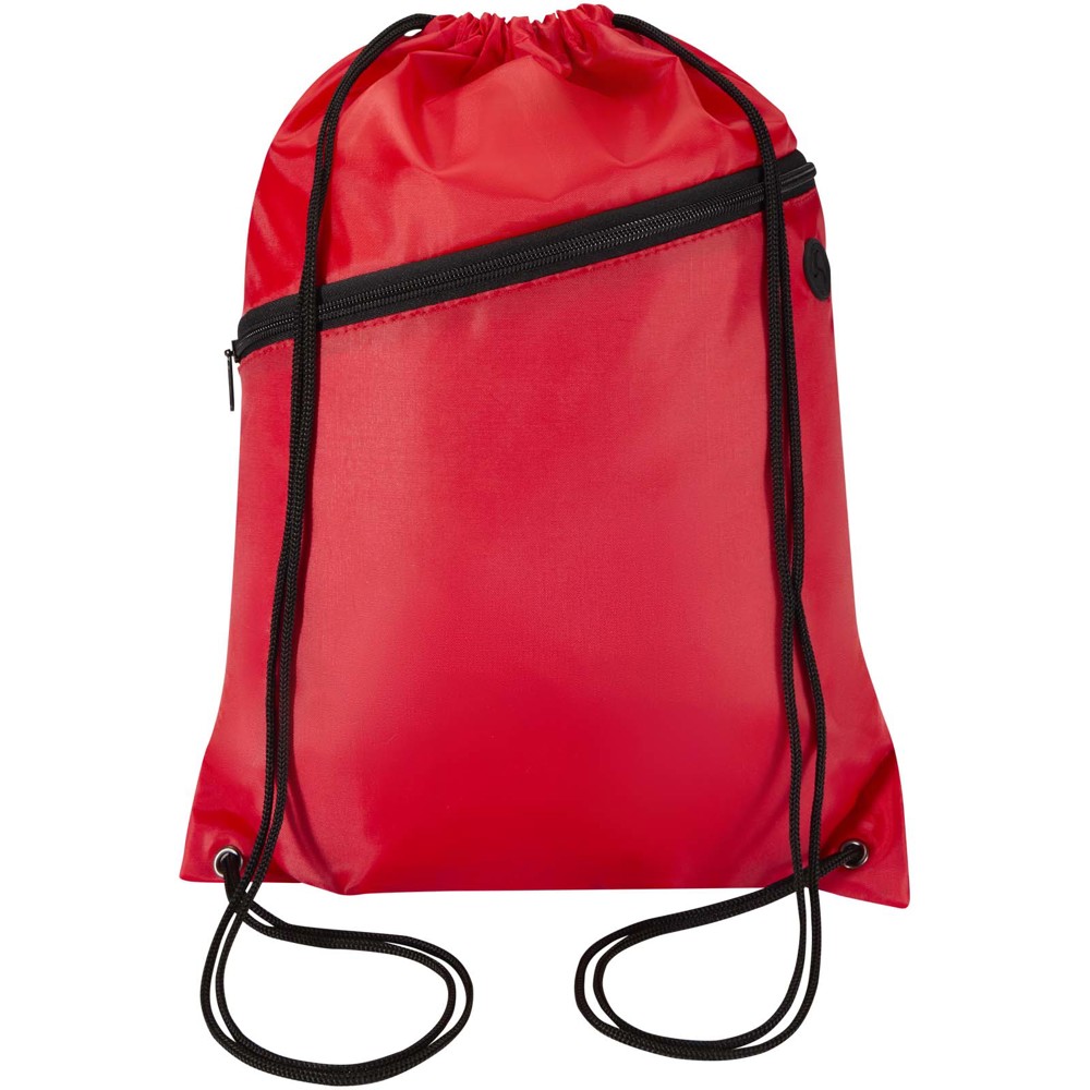 Sac à cordon Oriole en RPET avec poche avant zippée, 5 L rouge