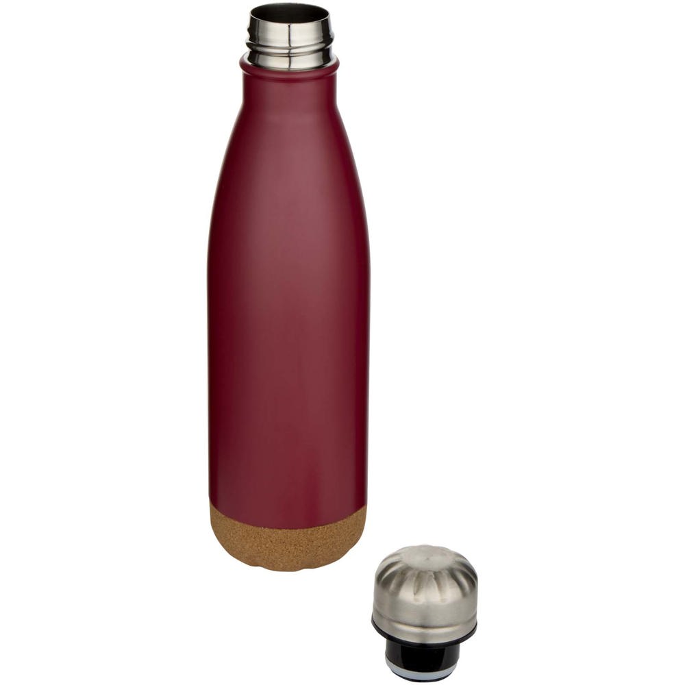 Cove 500 ml doppelwandige, vakuumisolierte Trinkflasche aus Edelstahl mit Korkdetails rot