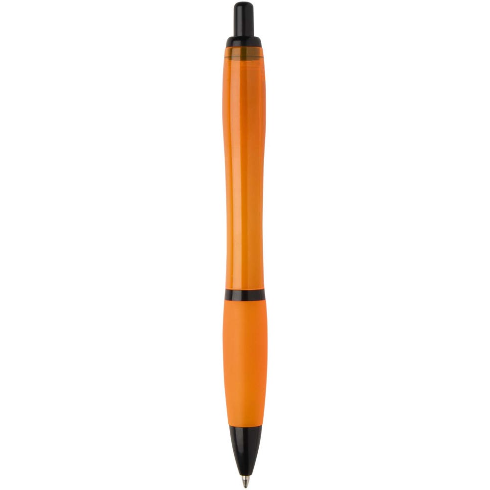 Stylo bille Nash en plastique recyclé avec garnitures noires (encre noire) Orange