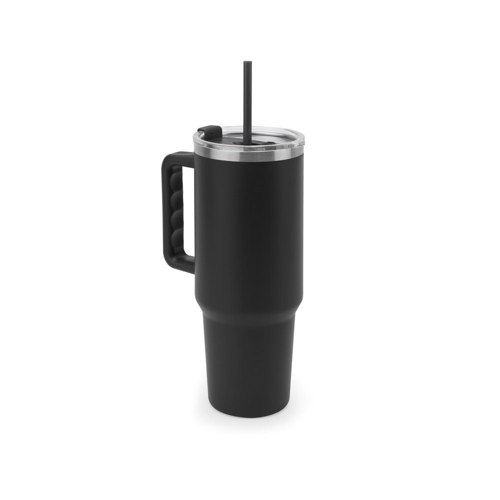 JOYNER XL. Grosser Reisebecher aus Edelstahl (91 % recycelt) mit vakuumisolierter Doppelwand und mat