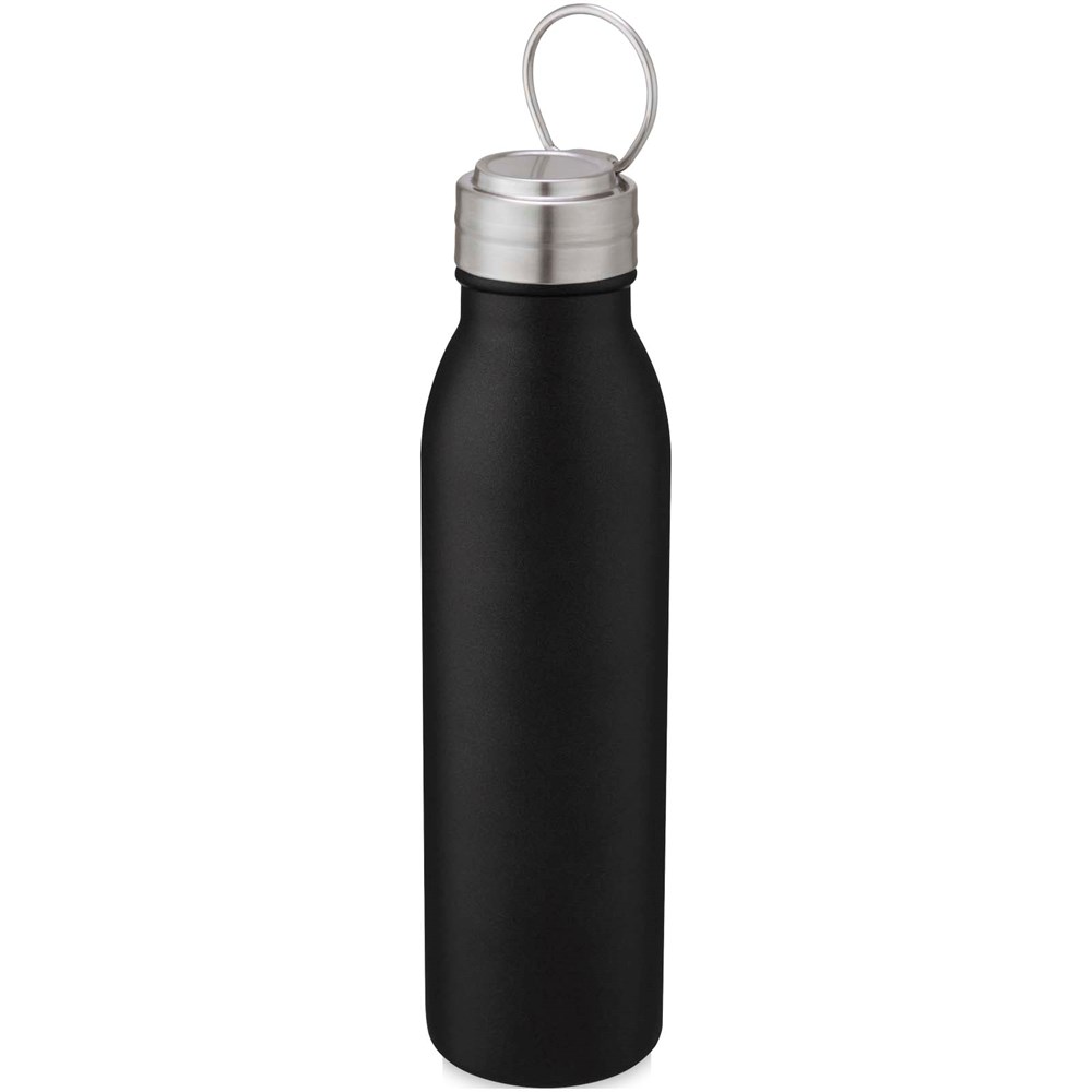 Harper 700 ml Sportflasche aus Edelstahl mit Metallschlaufe schwarz