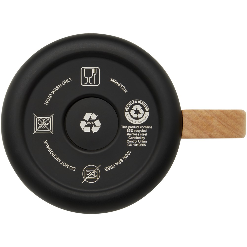Tasse Bjorn de 360 ml en acier inoxydable recyclé certifiée RCS avec isolation sous vide et couche de cuivre Noir