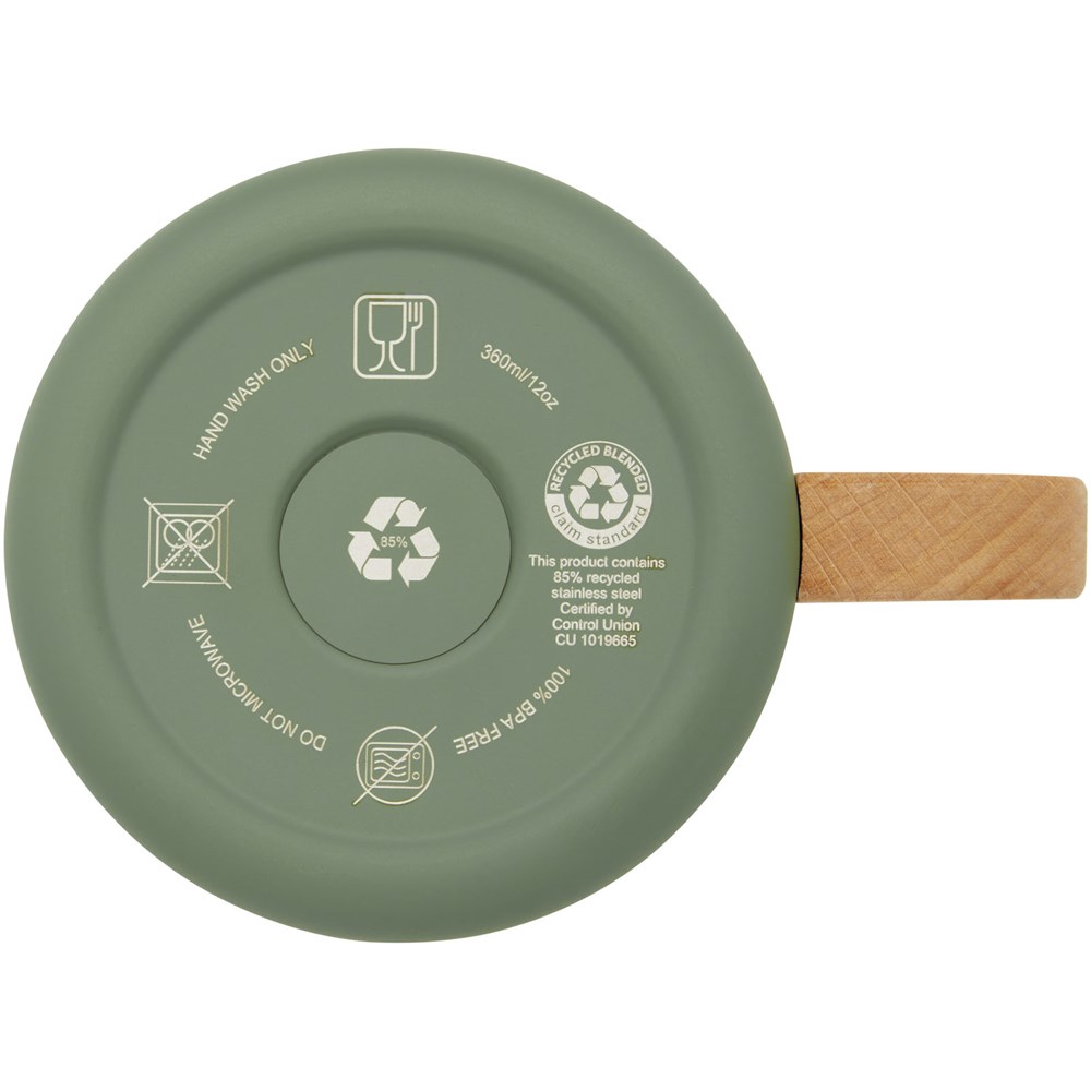 Tasse Bjorn de 360 ml en acier inoxydable recyclé certifiée RCS avec isolation sous vide et couche de cuivre Vert bruyère