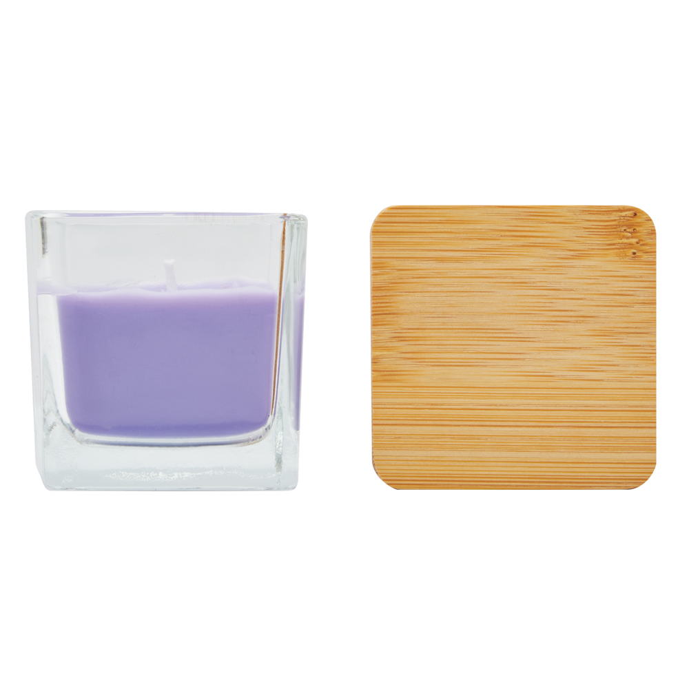 Kerze im Glas Bambus violett
