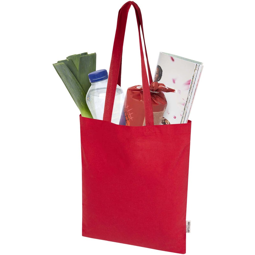 Madras Blend 140 g/m² Tragetasche aus GRS-recycelter Baumwolle 7L rot