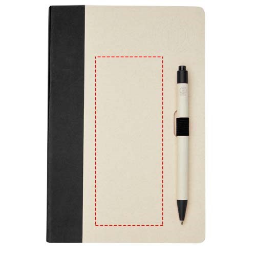 Ensemble carnet de notes format A5 et stylo bille, à partir de briques de lait recyclées, Dairy Dream noir