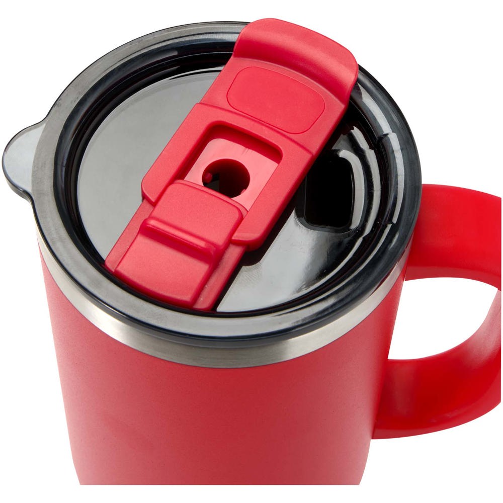 Mug Sydney 1200 ml double paroi certifié RCS avec isolation par le vide et couche de cuivre avec paille Rouge