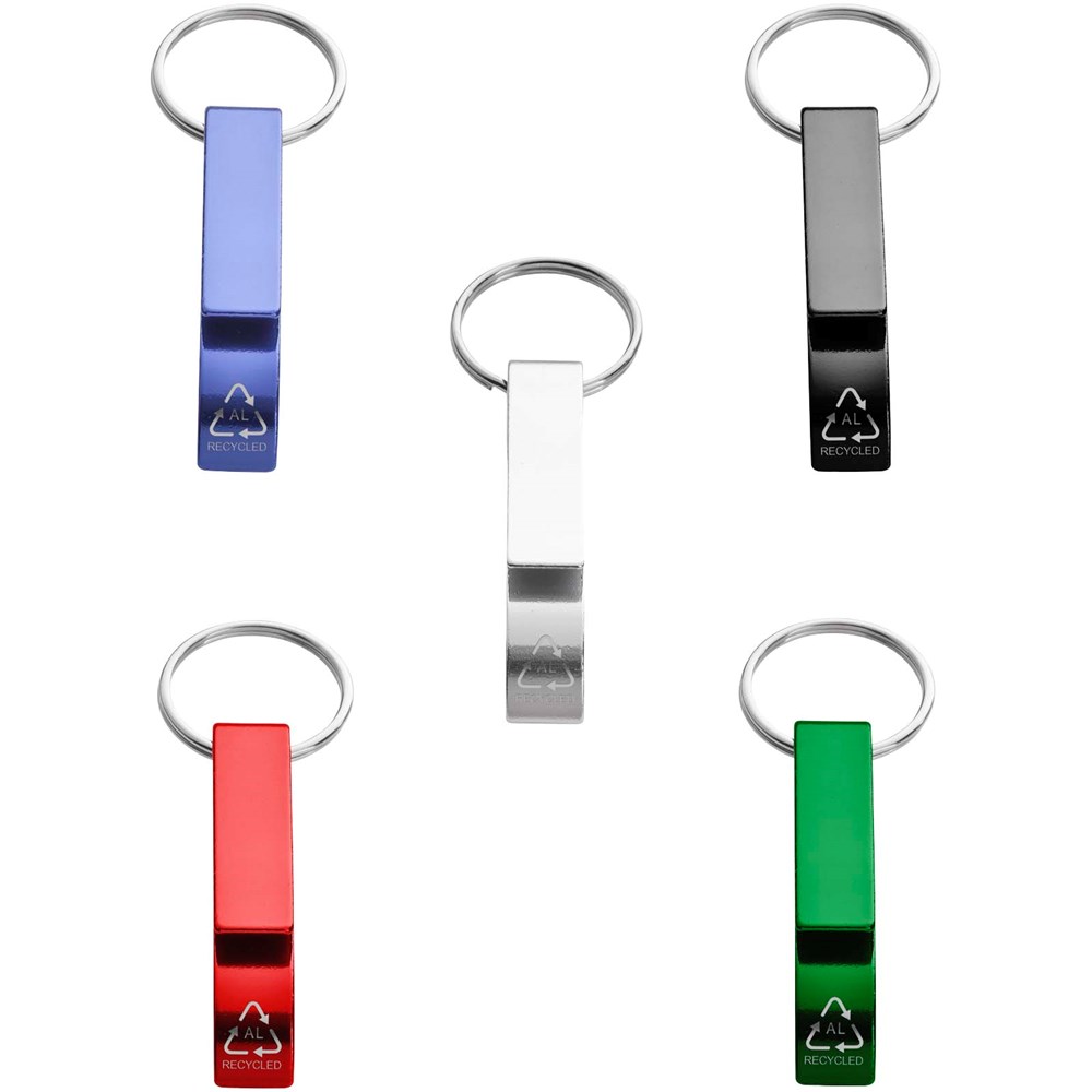 Tao Schlüsselanhänger mit Flaschen- und Dosenöffner aus recyceltem RCS Aluminium silber