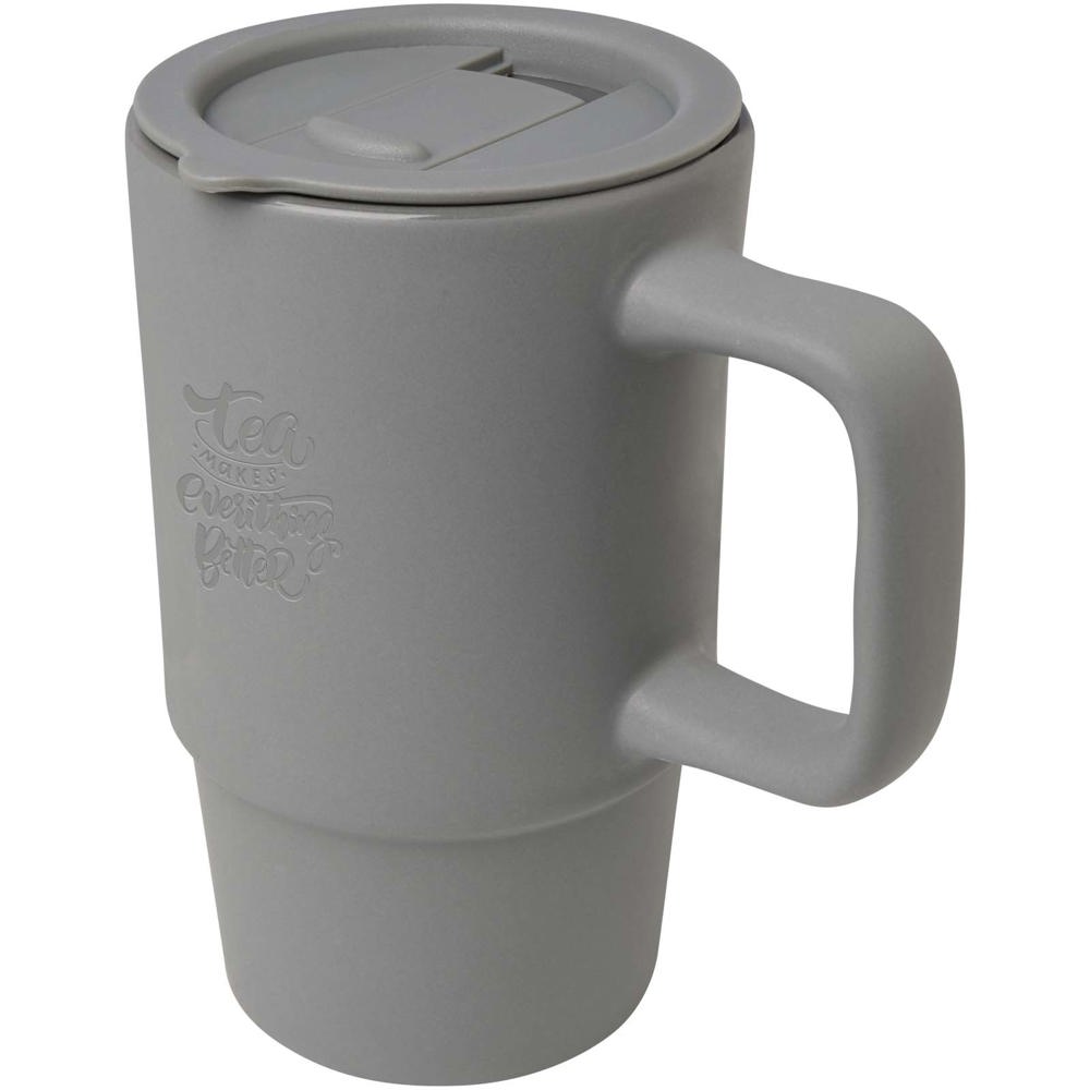 Mug Carter en céramique de 450 ml avec couvercle en plastique Gris