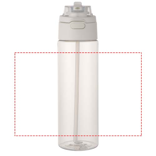 Bouteille d'eau Theron de 700 ml en plastique recyclé RCS, avec bouchon double fonction et paille rabattable Translucide