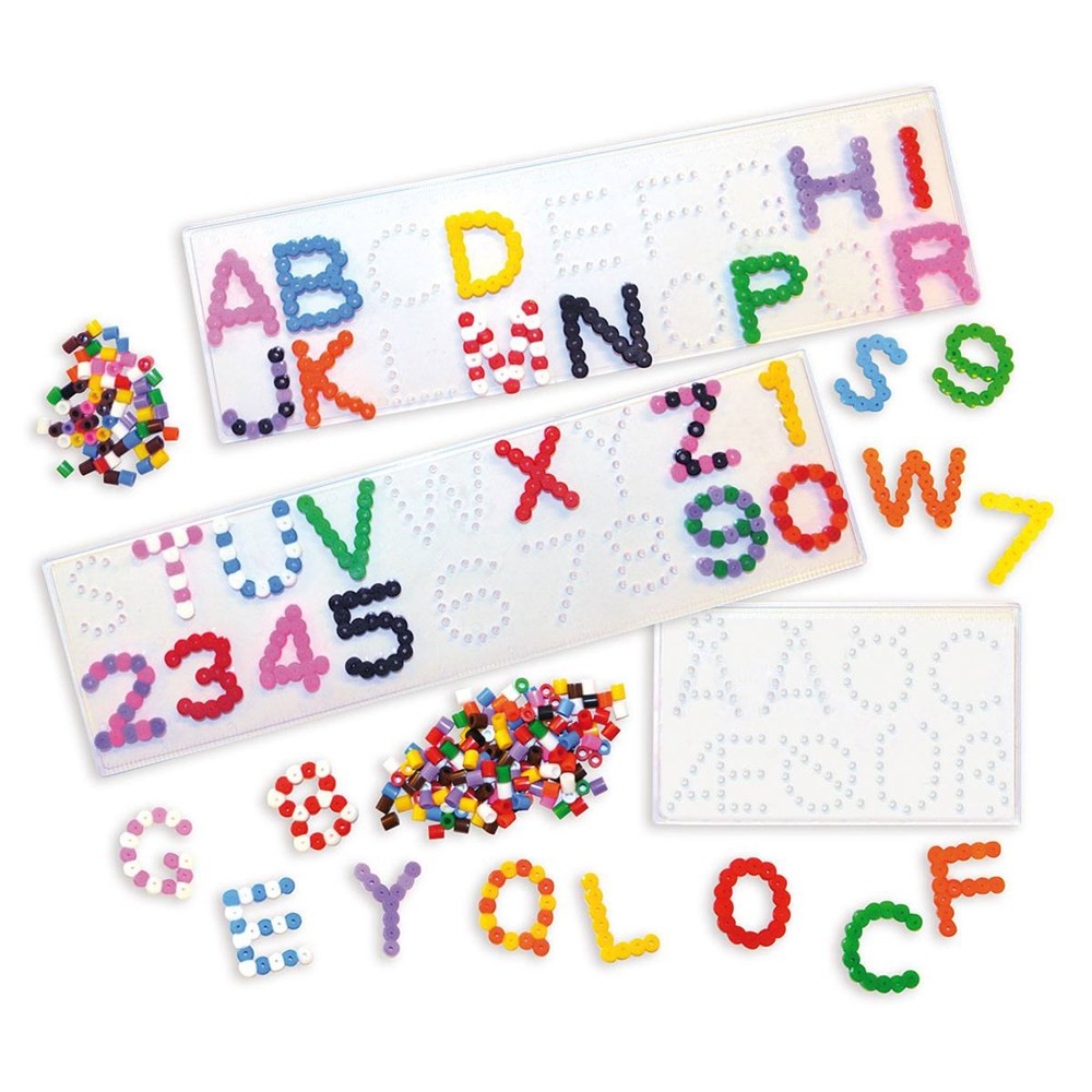 Steckplatten Buchstaben und Zahlen Set à 3 Teile inkl. 5000 Bügelperlen Playbox