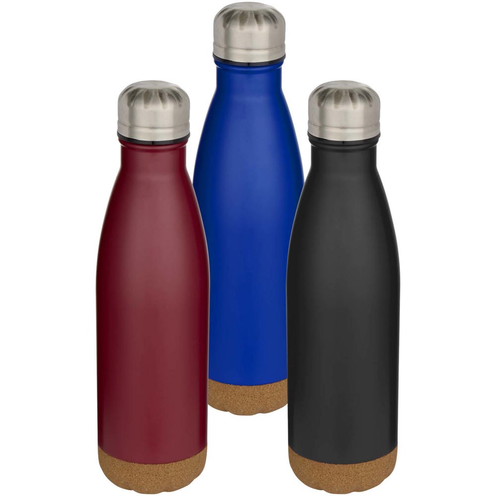 Cove 500 ml doppelwandige, vakuumisolierte Trinkflasche aus Edelstahl mit Korkdetails rot