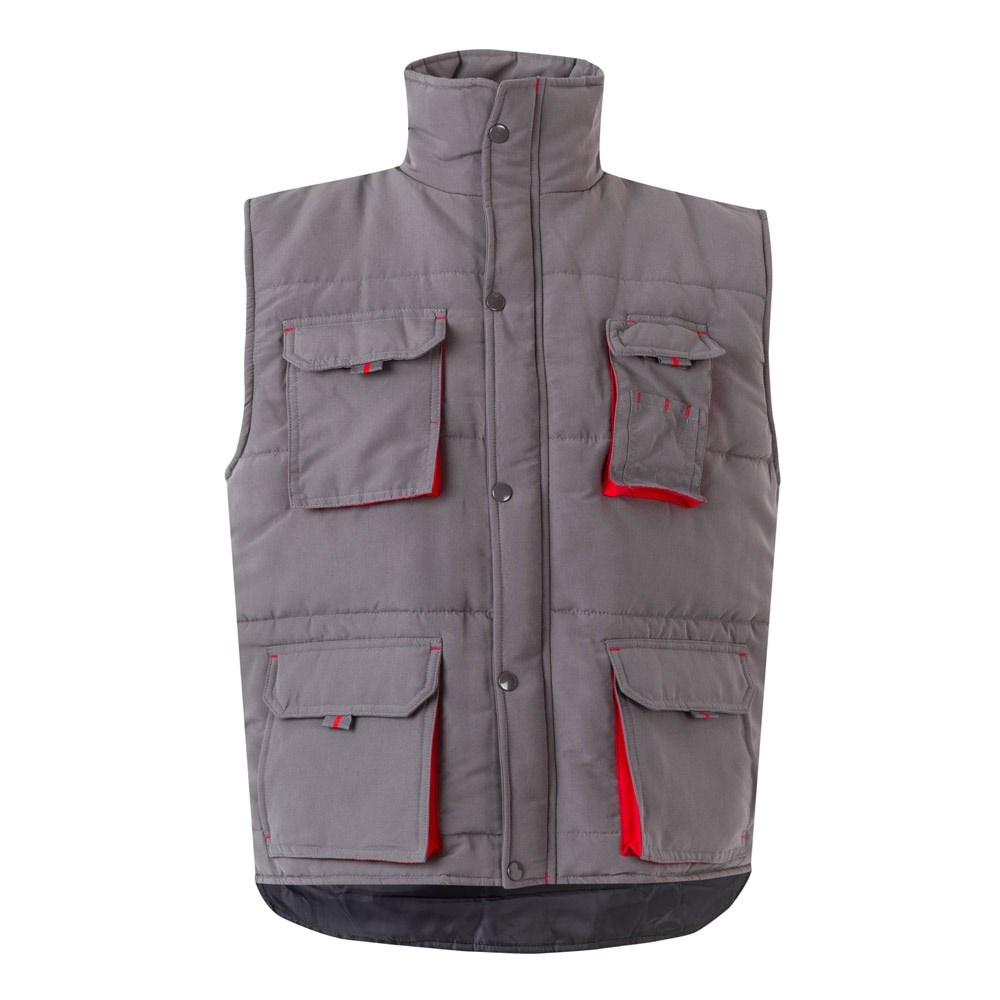 VL NERGAL Steppweste, zweifarbig, mit mehreren Taschen (120g/m²), aus Polyester (100%) Grau, Rot