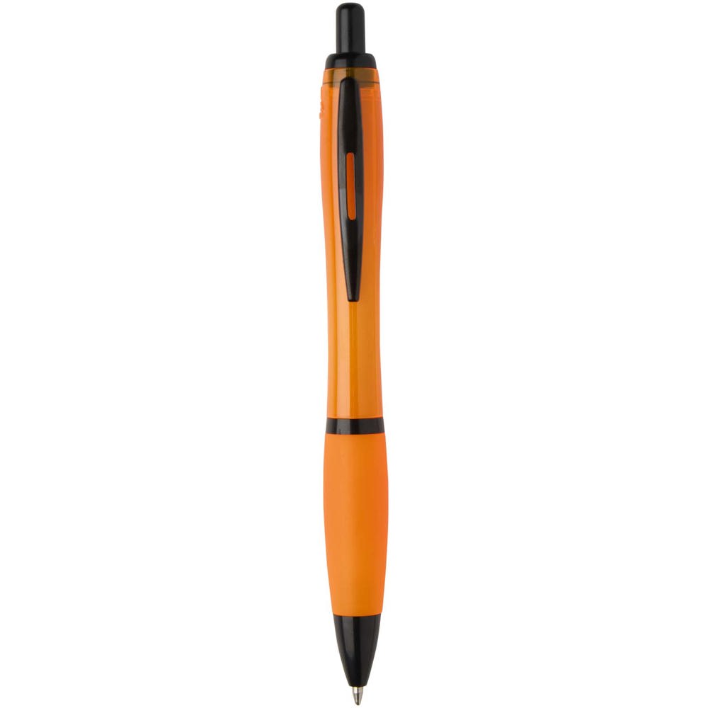 Stylo bille Nash en plastique recyclé avec garnitures noires (encre noire) Orange