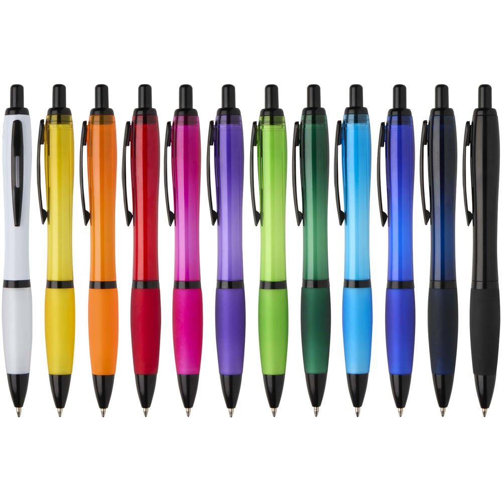 Stylo bille Nash en plastique recyclé avec garnitures noires (encre noire) Navy Blue