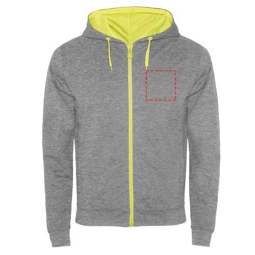 Fuji Kaputzensweatjacke Unisex heather grau, Fluor Yellow