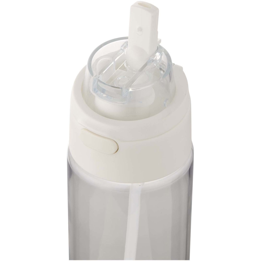 Bouteille d'eau Theron de 700 ml en plastique recyclé RCS, avec bouchon double fonction et paille rabattable Translucide