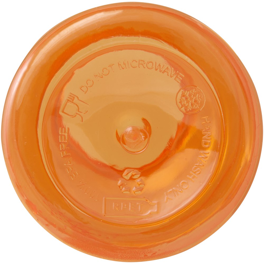 Bouteille d'eau Oregon de 400 ml en plastique recyclé avec mousqueton Orange