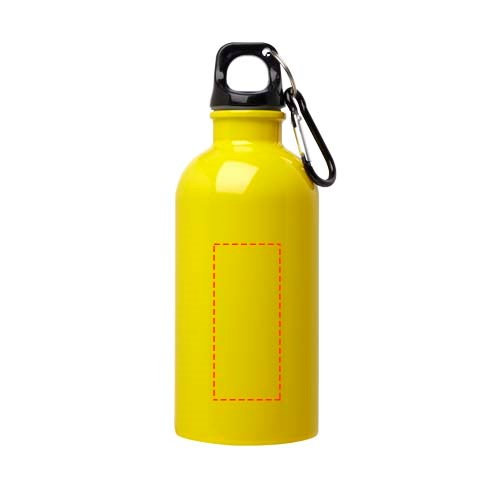 Bouteille d'eau Oregon de 400 ml simple paroi en acier recyclé certifié RCS avec mousqueton Jaune