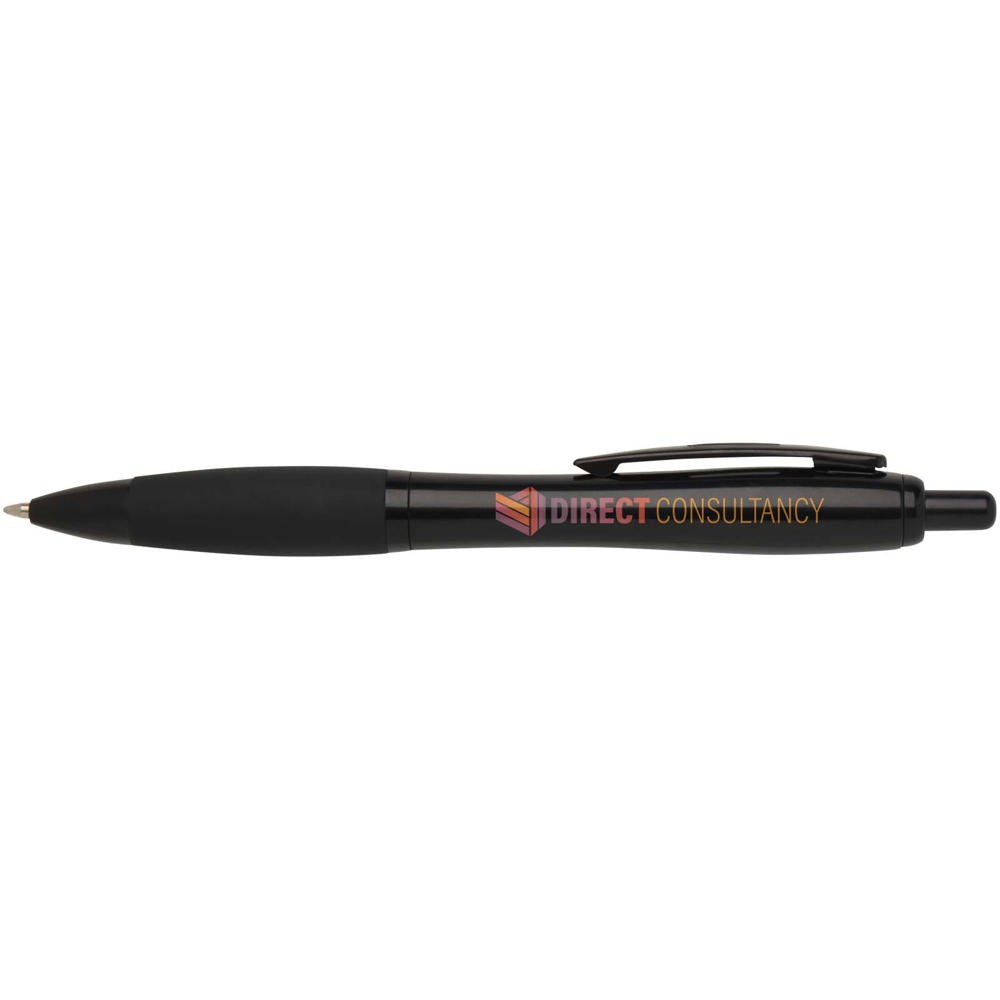 Stylo bille Nash en plastique recyclé avec garnitures noires (encre noire) noir
