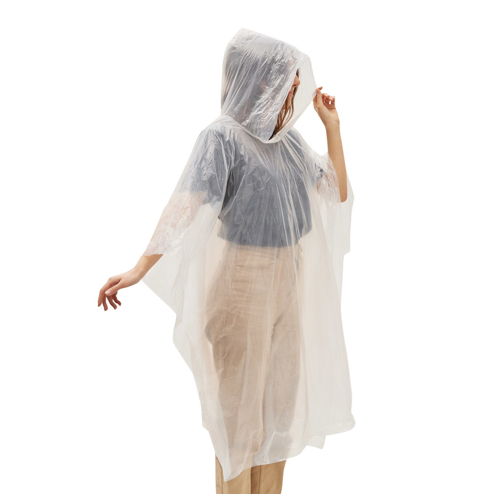 Poncho de pluie blanc-transparent Mousqueton noir