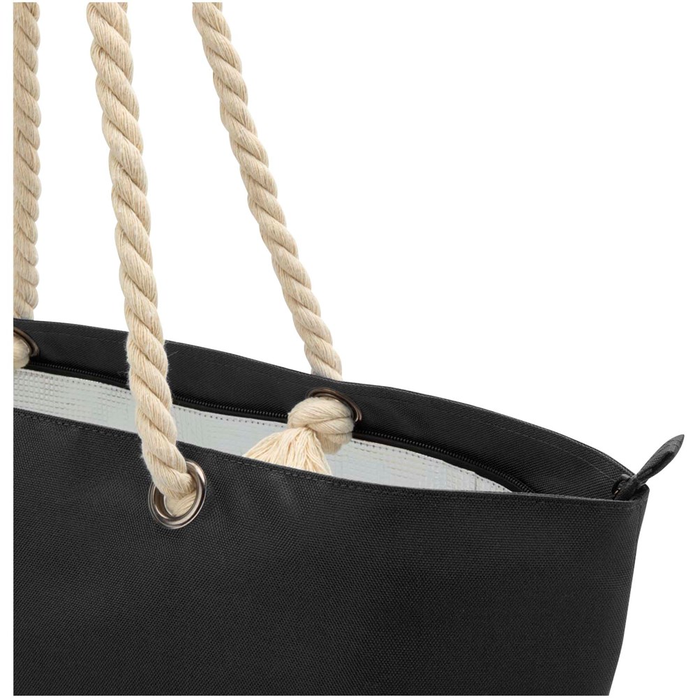 Panama Strandkühltasche mit Kordelgriffen aus recyceltem GRS-Material, 23L schwarz