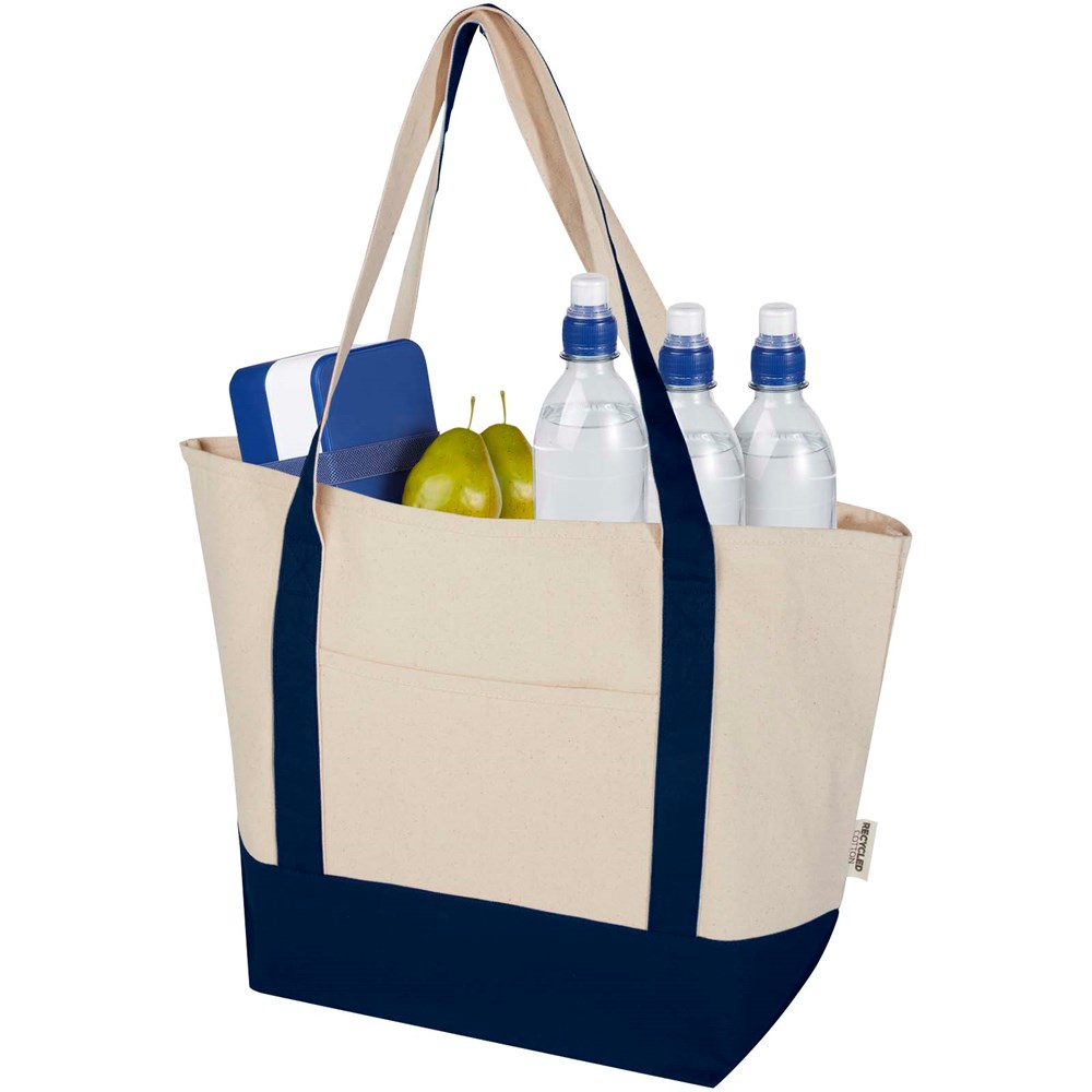 Sam 320 g/m² Tragetasche aus GRS recycelter Baumwolle navy, natur