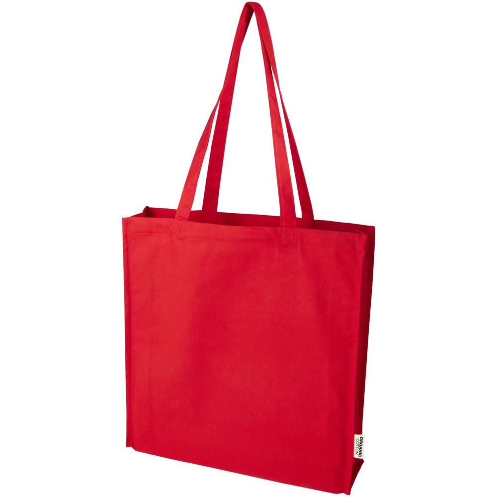 Sac shopping à soufflets Odisha bio OCS 180 g/m2 de 14 L rouge