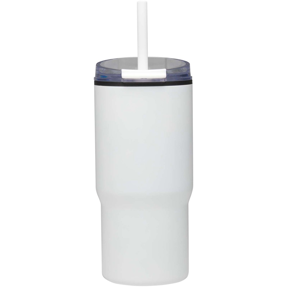 Gobelet isotherme à double paroi Westin 540 ml en RCS recyclé, avec paille Blanc