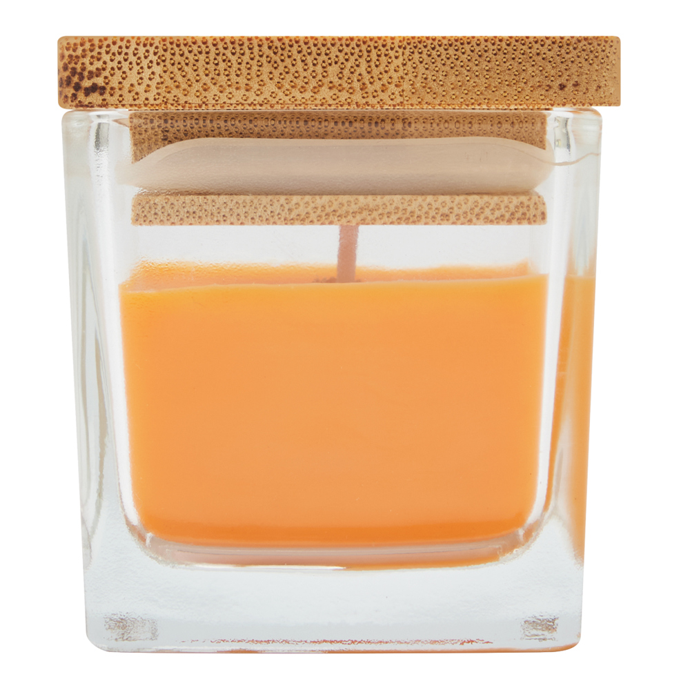 Kerze im Glas Bambus orange