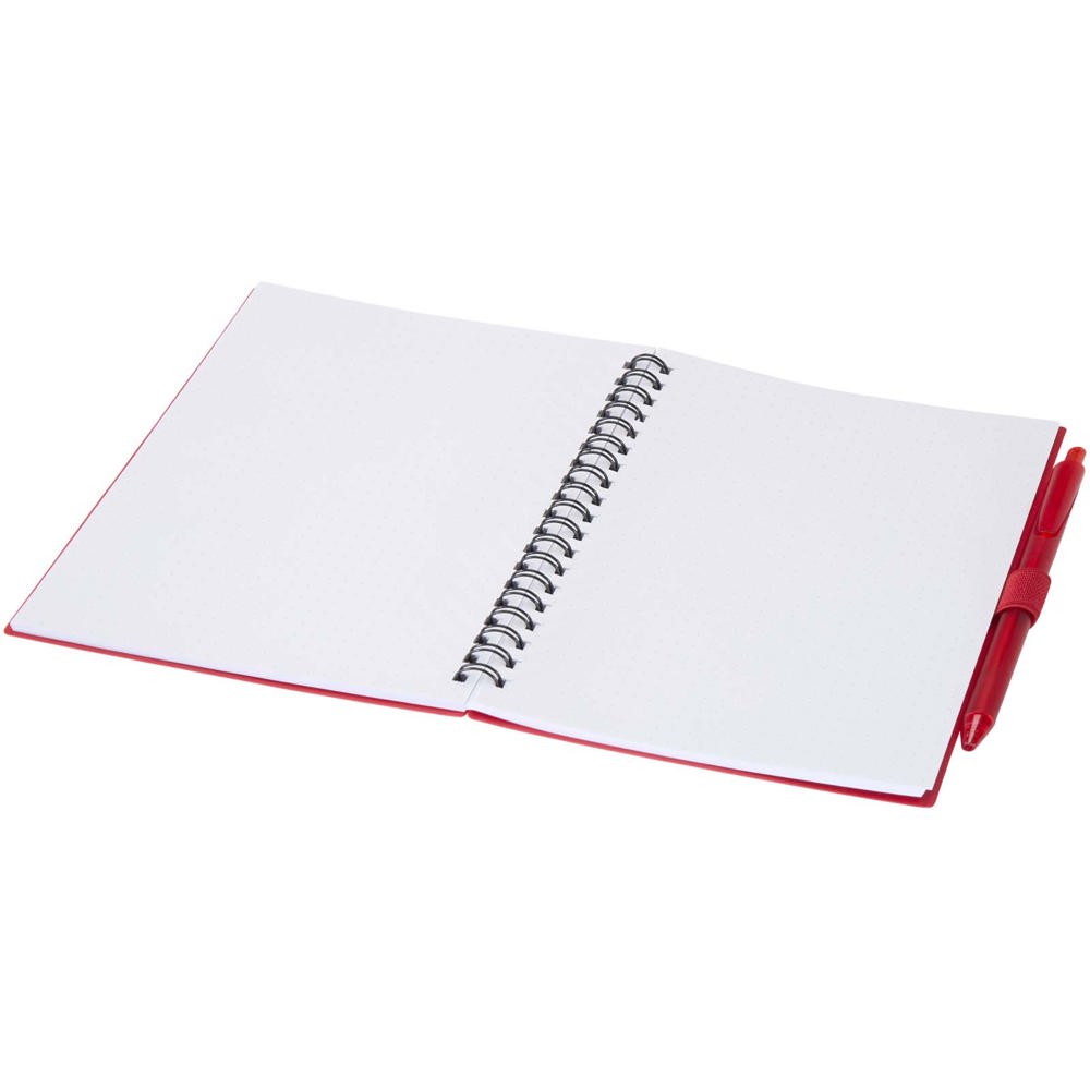 Niove Softcover Notizbuch aus recyceltem Kunststoff mit Kugelschreiber (blaue Mine) rot