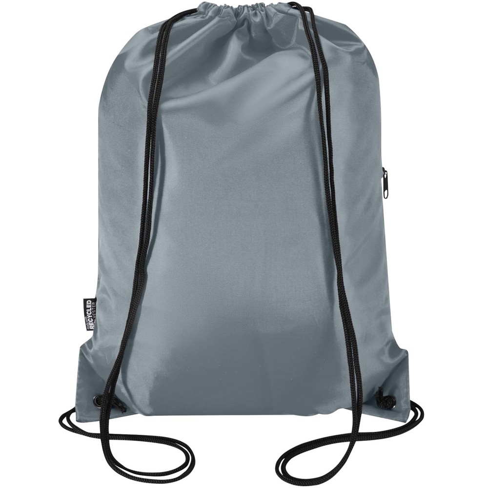 Sac à cordon Oriole en RPET avec poche avant zippée, 5 L gris