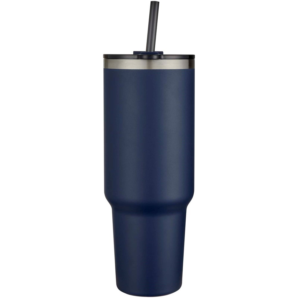 Sydney 1200 ml doppelwandiger RCS-zertifizierter Kupfer-Vakuum Isolierbecher mit Strohhalm navy