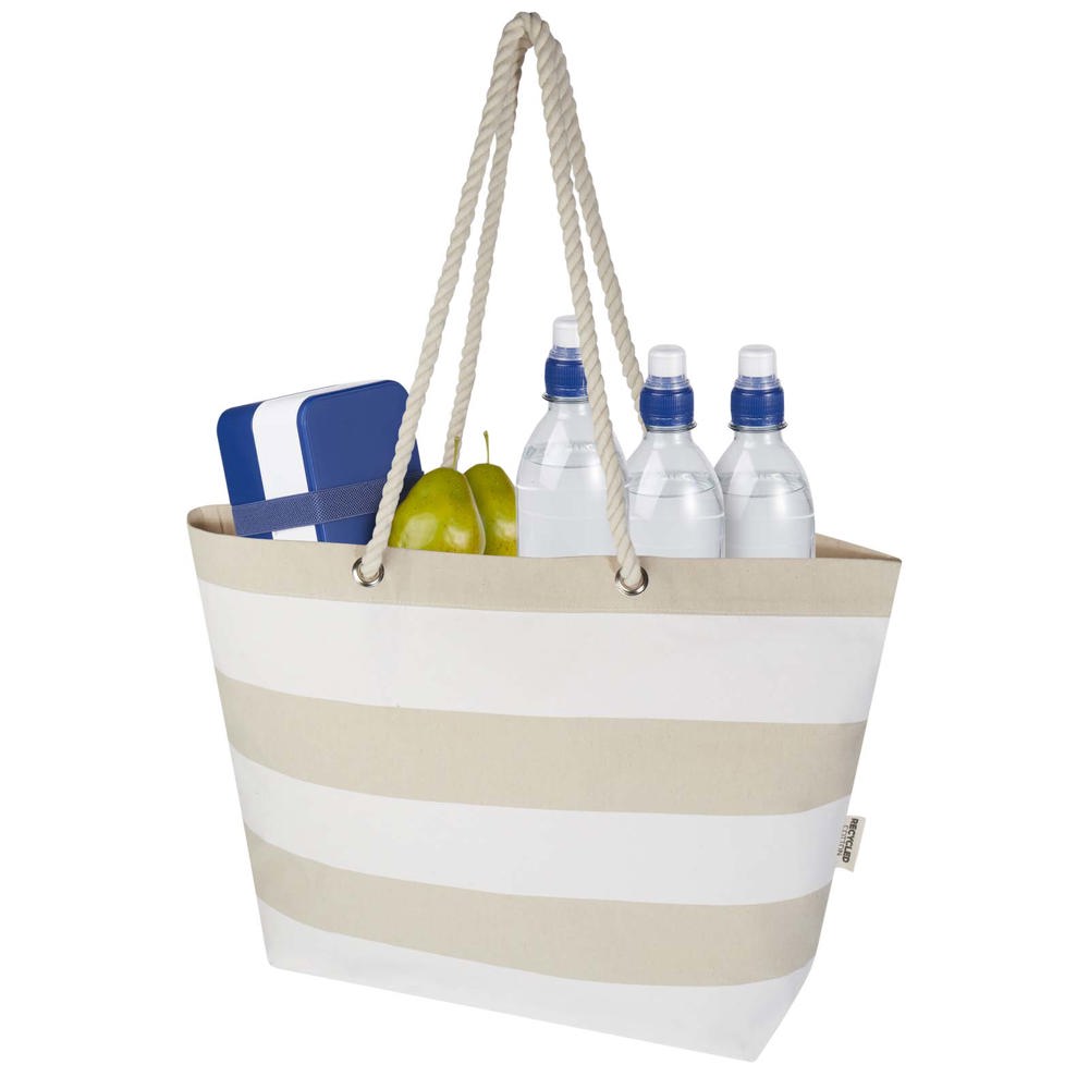 Florida 270 g/m² Strandtragetasche aus recyceltem GRS-Material natur, weiss