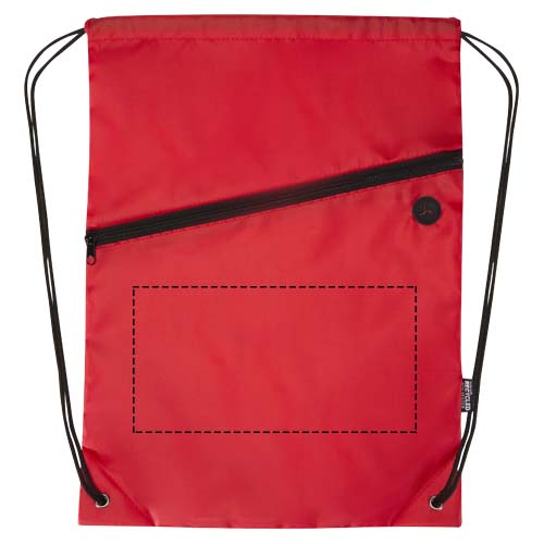 Sac à cordon Oriole en RPET avec poche avant zippée, 5 L rouge