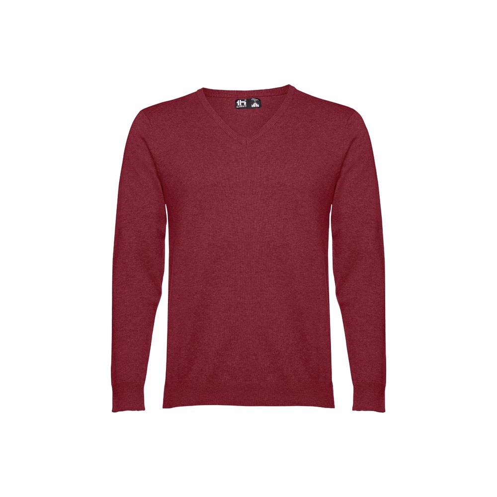 THC MILAN Herren-Pullover mit V-Ausschnitt aus Baumwolle und Polyamid Burgunder
