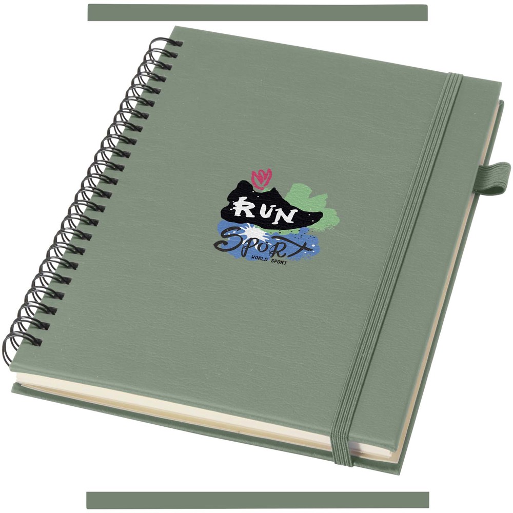 Cahier à spirales Liss A5 à couverture rigide en plastique recyclé Vert bruyère