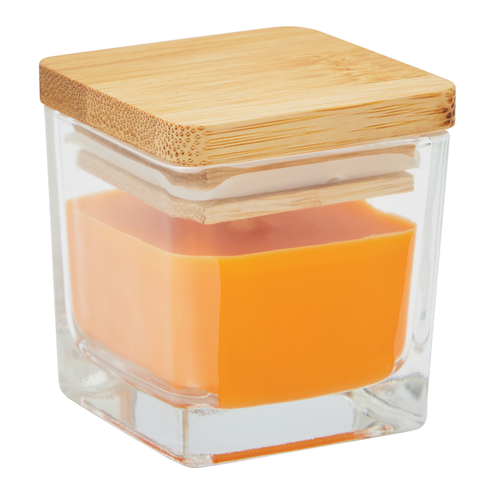 Kerze im Glas Bambus orange