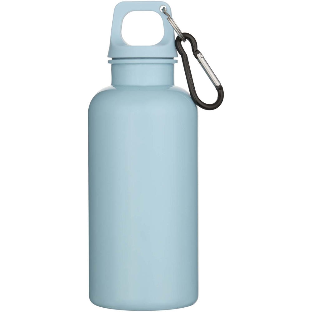 Bouteille d’eau Oregon de 400 ml en plastique recyclé uni certifié RCS avec mousqueton Bleu nuage