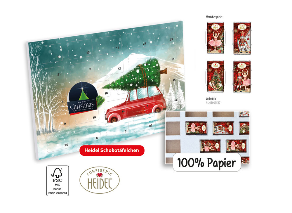 Tisch Adventskalender HEIDEL aus 100 % Papier individuell bedruckt