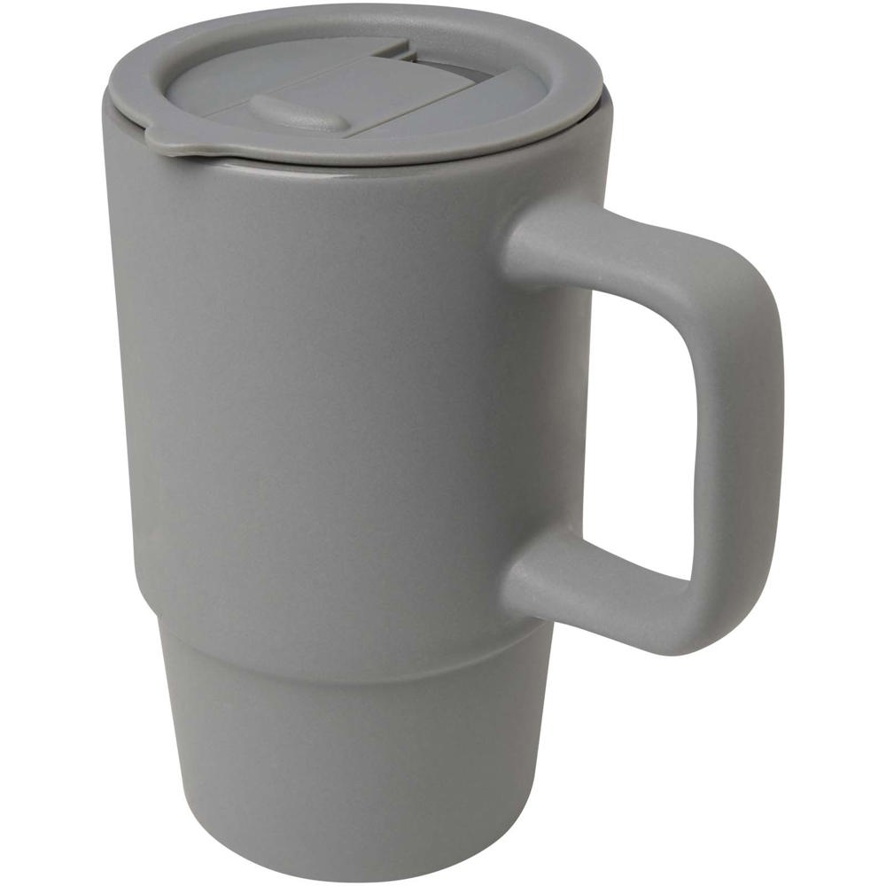 Mug Carter en céramique de 450 ml avec couvercle en plastique Gris