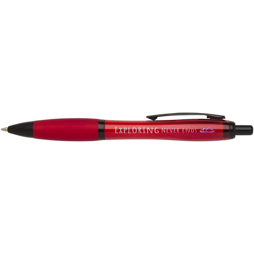 Stylo bille Nash en plastique recyclé avec garnitures noires (encre noire) rouge