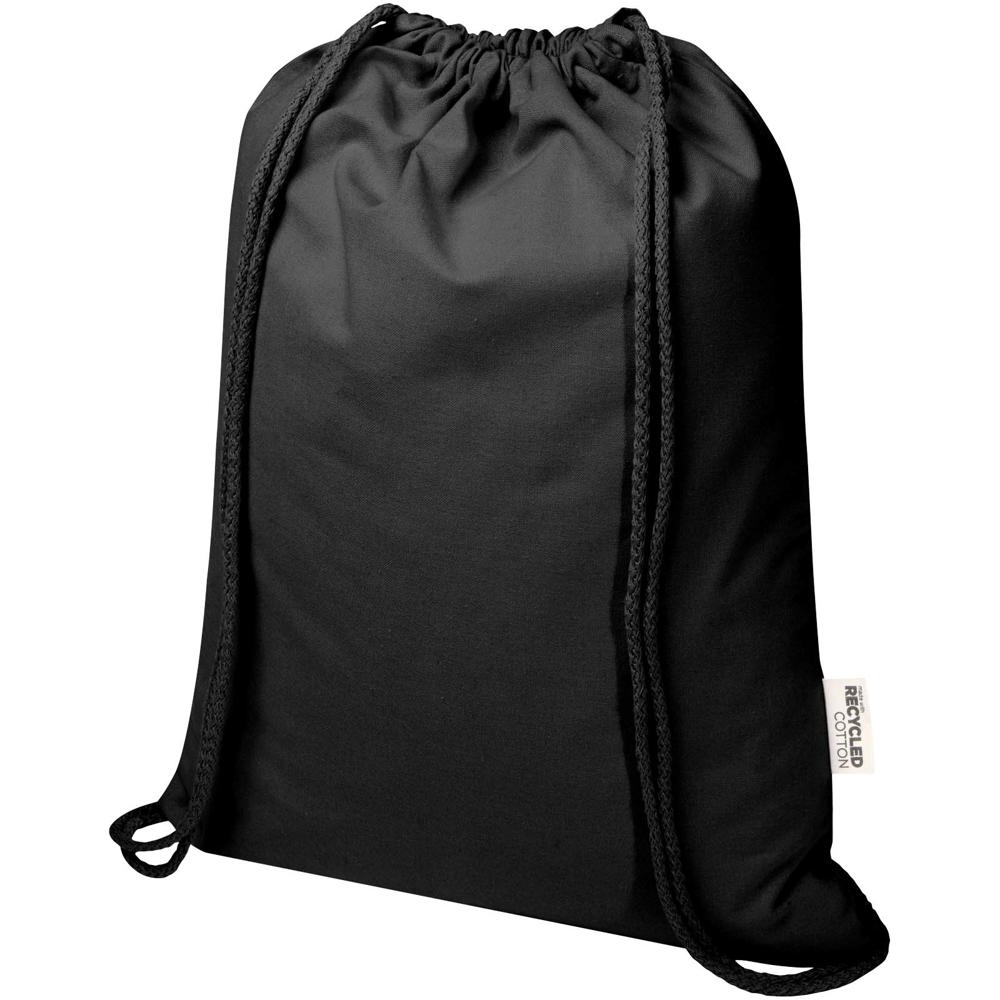 Sac de 5 L avec cordon Oregon Blend en coton recyclé 140 g/m² certifié GRS Noir