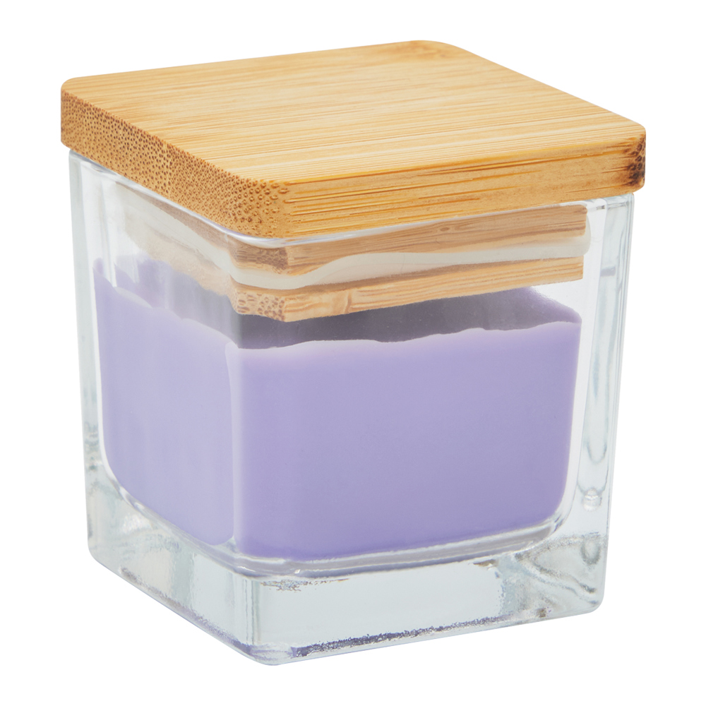 Kerze im Glas Bambus violett