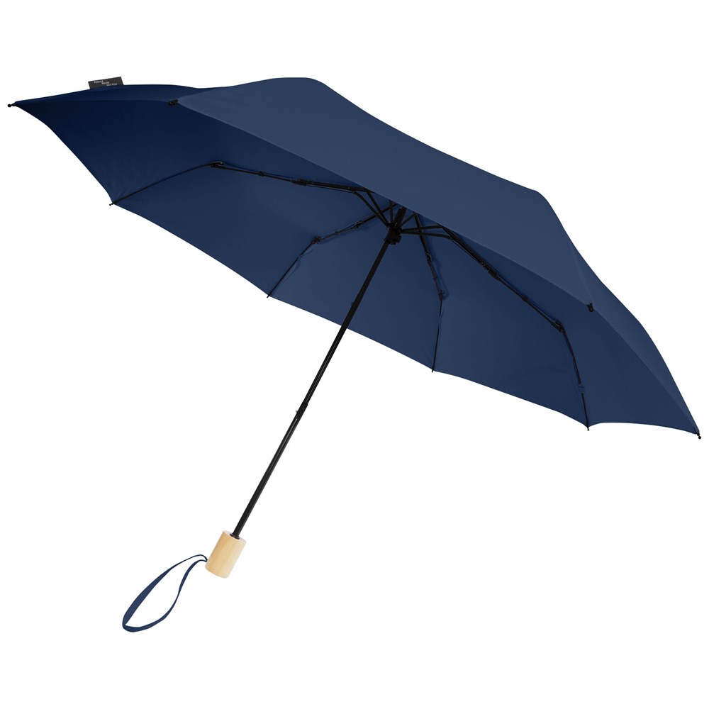 Birgit 21'' faltbarer winddichter Regenschirm aus recyceltem PET navy