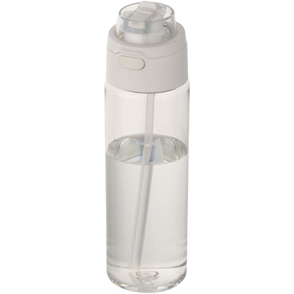 Bouteille d'eau Theron de 700 ml en plastique recyclé RCS, avec bouchon double fonction et paille rabattable Translucide