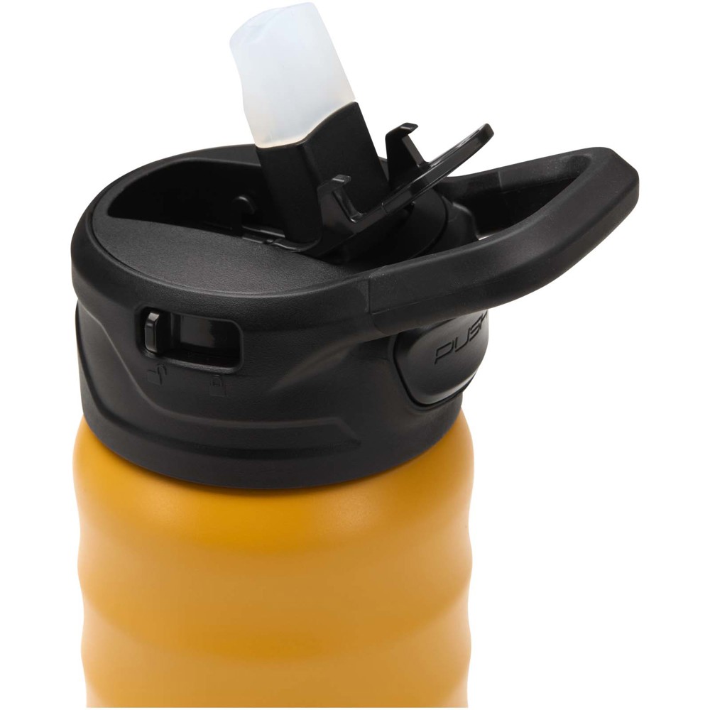 Gourde de sport Knox 350 ml en acier inoxydable à double paroi recyclé RCS avec paille rabattable Jaune