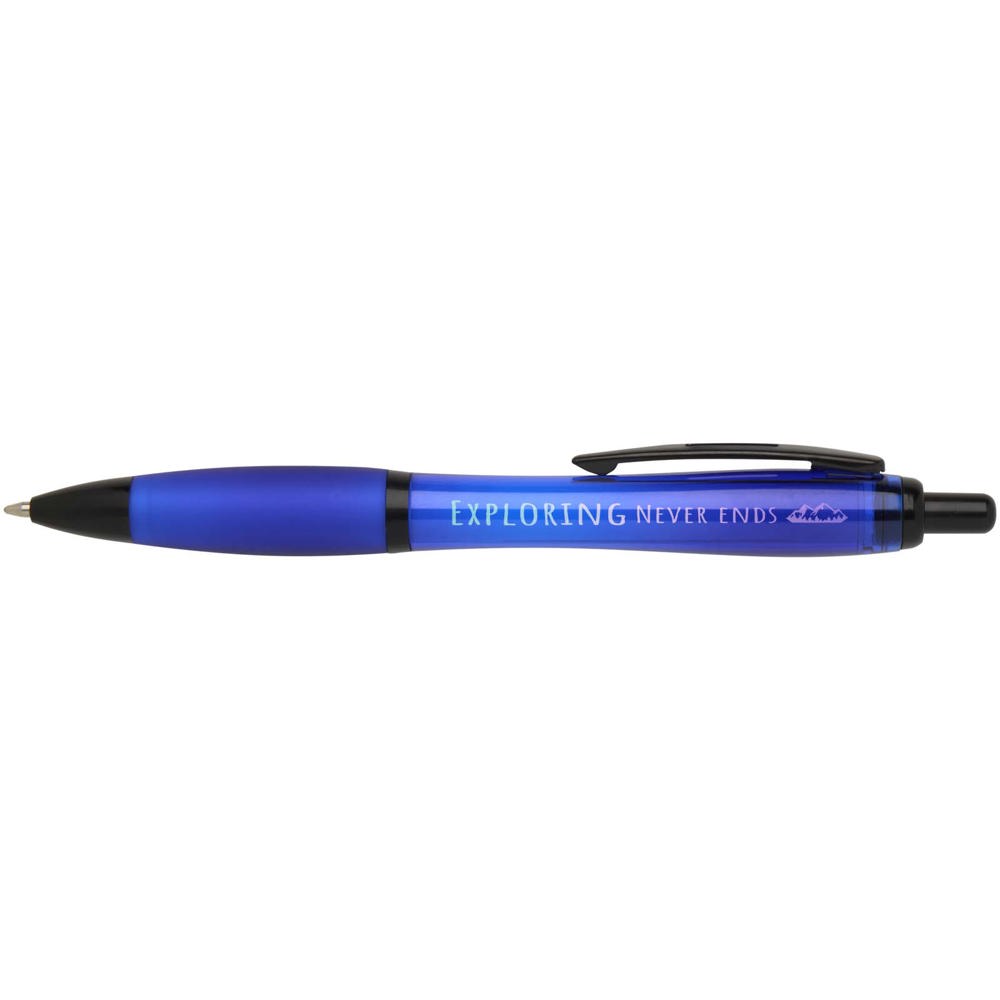 Stylo bille Nash en plastique recyclé avec garnitures noires (encre noire) bleu roi